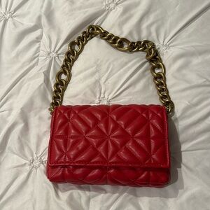 Red Zara bag/clutch with chain